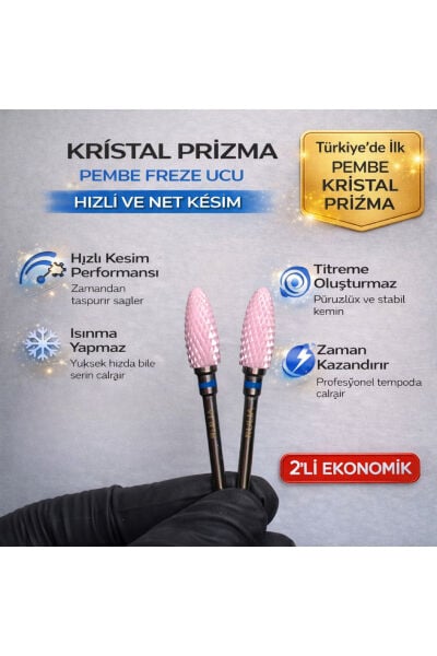 Pembe Seramik Freze Ucu | Kristal Prizma Karbit | Mavi Bant 2li Ekonomik