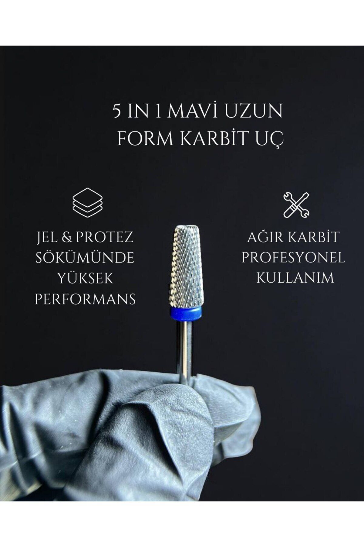 Rulia 5 in 1 Mavi Uzun Karbit Freze Ucu Jel ve Protez Sökümde Yüksek - Renk: Mavi