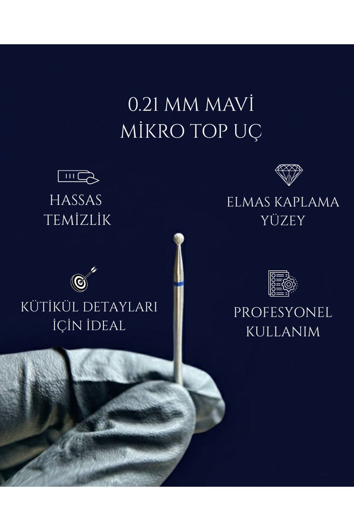 Rulia 0.21 mm Mavi Mikro Top Freze Ucu Elmas Kaplama Kütikül Temizleme - Renk: Mavi
