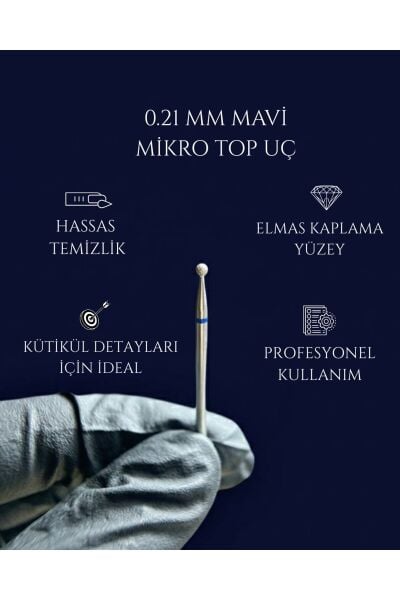 Rulia 0.21 mm Mavi Mikro Top Freze Ucu Elmas Kaplama Kütikül Temizleme - Renk: Mavi