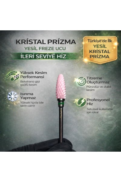 Pembe Seramik Freze Ucu | Kristal Prizma Karbit | Yeşil Bant İleri Seviye Hız