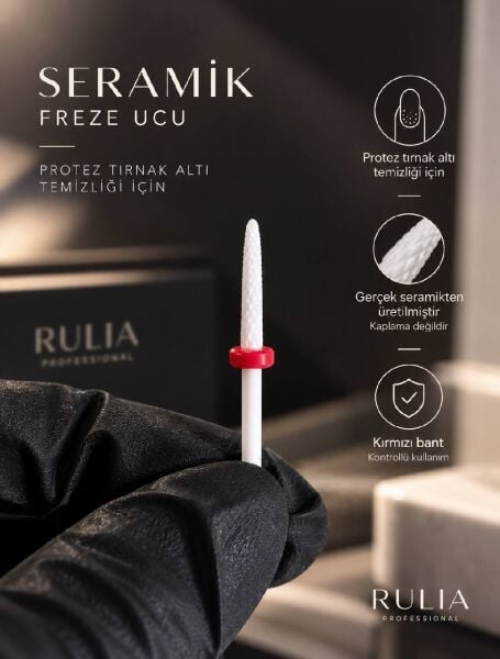 Rulia Seramik Freze Ucu Kırmızı Bant Yumuşak Sertlik Isınmadan Hızlı ve Kontrollü Söküm