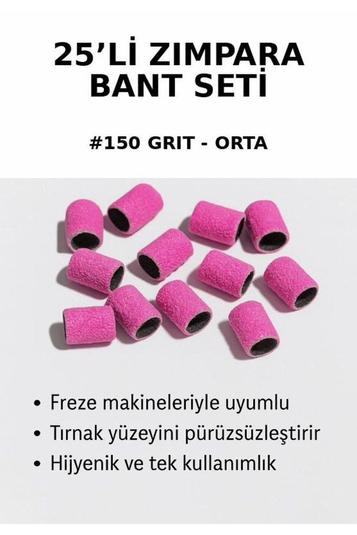 Zımpara Bant 25'li Ekonomik Set - #150 Grit (Orta) Freze Uyumlu Hızlı Söküm