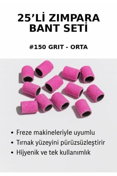 Zımpara Bant 25'li Ekonomik Set - #150 Grit (Orta) Freze Uyumlu Hızlı Söküm