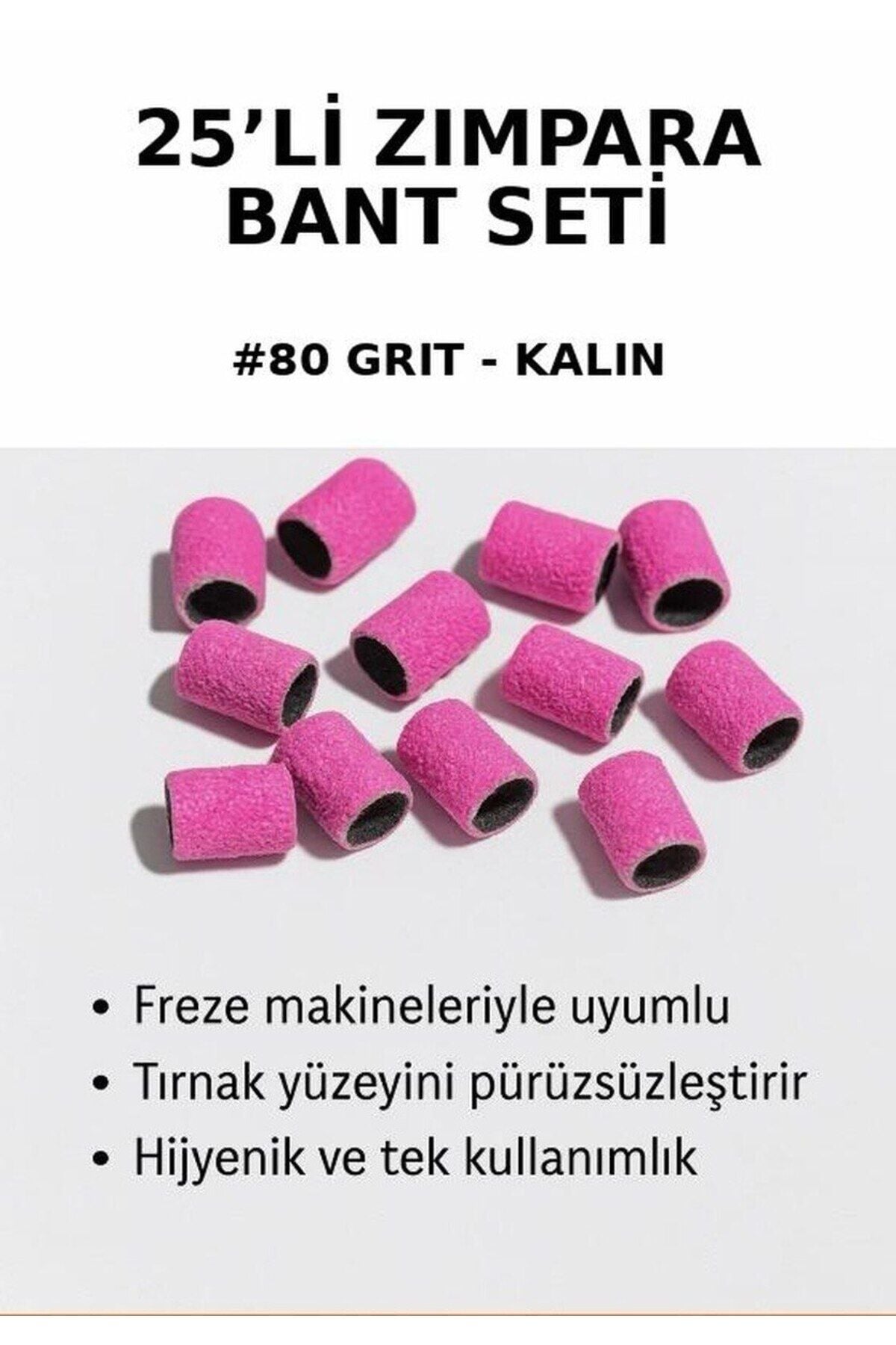 Zımpara Bant 25'li Ekonomik Set - #80 Grit (Sert) Freze Uyumlu Hızlı Söküm