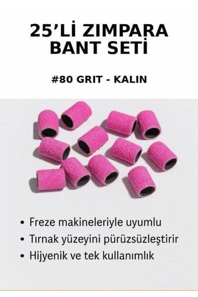 Zımpara Bant 25'li Ekonomik Set - #80 Grit (Sert) Freze Uyumlu Hızlı Söküm