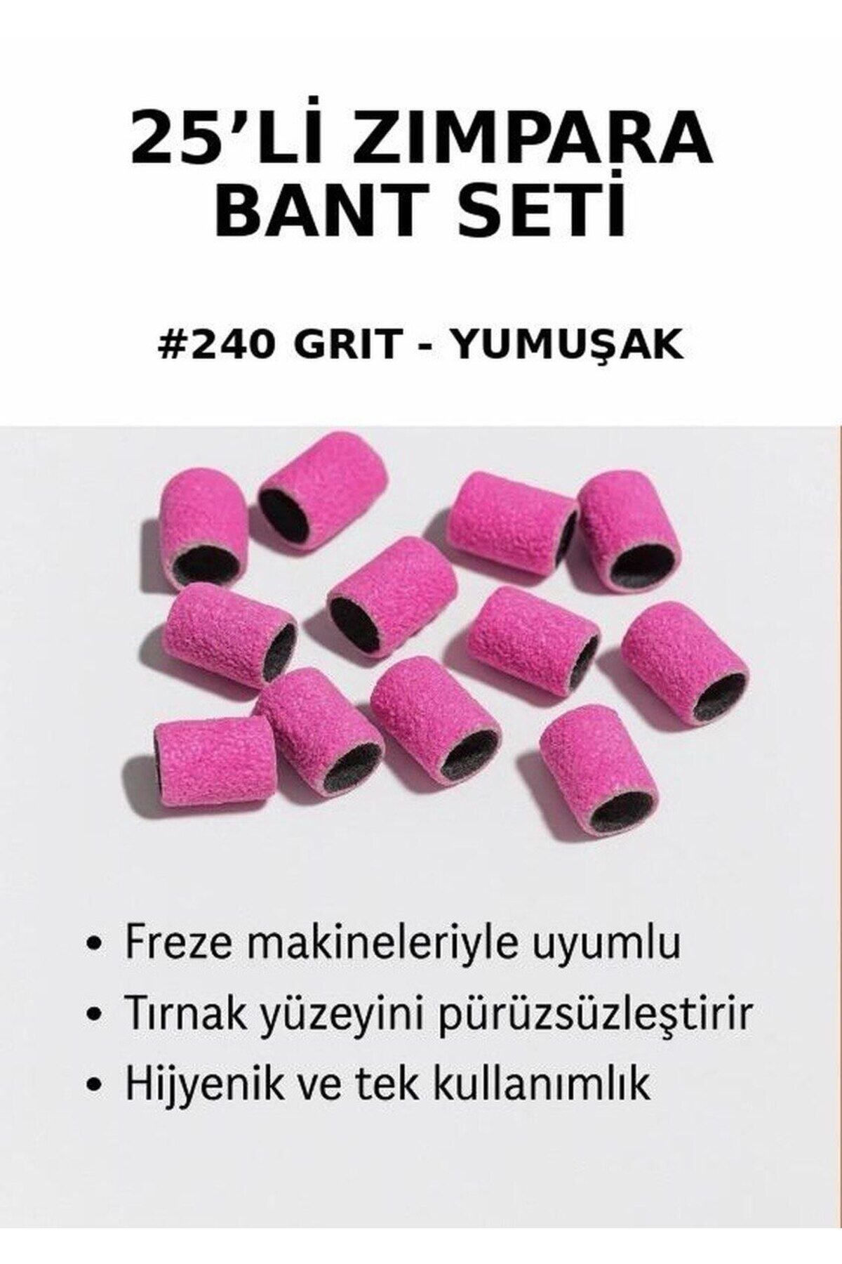 Zımpara Bant 25'li Ekonomik Set - #240 Grit (Yumuşak) Freze Uyumlu Hızlı Söküm