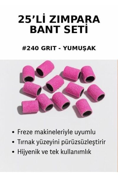 Zımpara Bant 25'li Ekonomik Set - #240 Grit (Yumuşak) Freze Uyumlu Hızlı Söküm