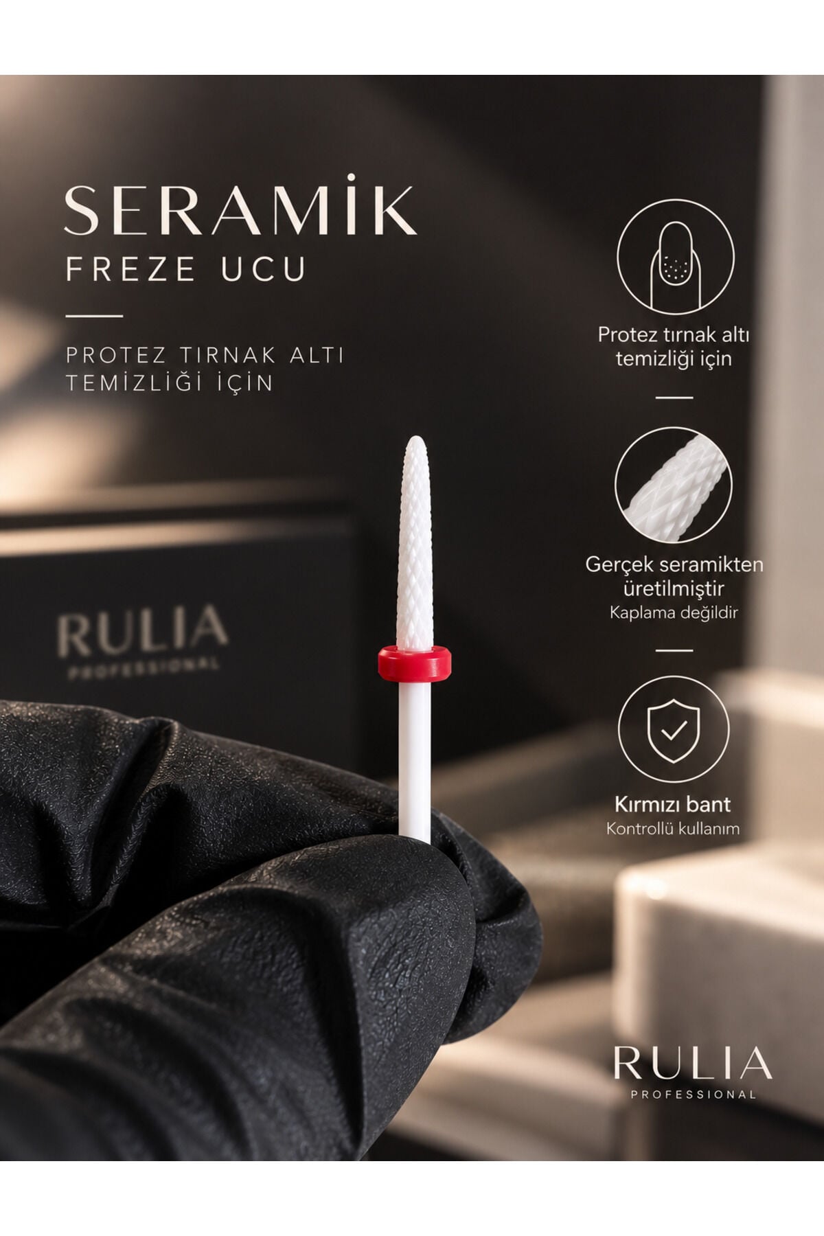 Rulia Seramik Freze Ucu Kırmızı Bant Yumuşak Sertlik Isınmadan Hızlı ve Kontrollü Söküm