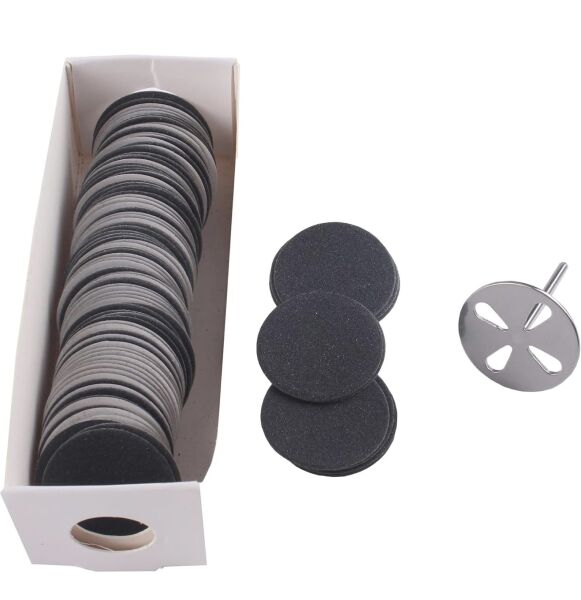 Tek Kullanımlık 25 Adet (240 Grit) Podo Disk Yedek Uçlar | Zımpara Pedi – 25 mm