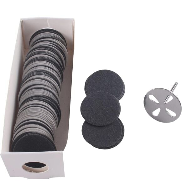 Tek Kullanımlık 50 Adet (150 Grit) Podo Disk Yedek Uçlar | Zımpara Pedi 25 mm