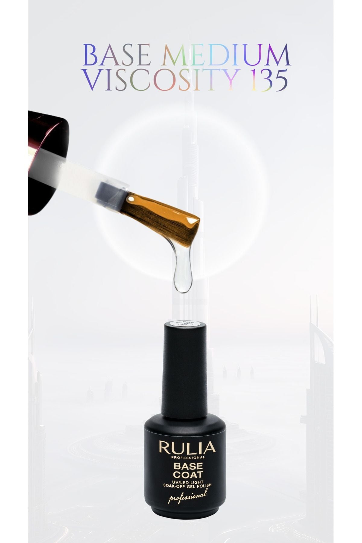Rulia Şeffaf Base Coat Medium Viscosity 135 | 15 ml | Orta Kıvam UV/LED Zemin Jeli