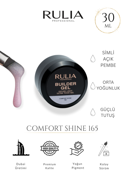 Rulia Builder Gel Galaxy Star 165 Açık Pembe Simli Builder Gel 30 ml