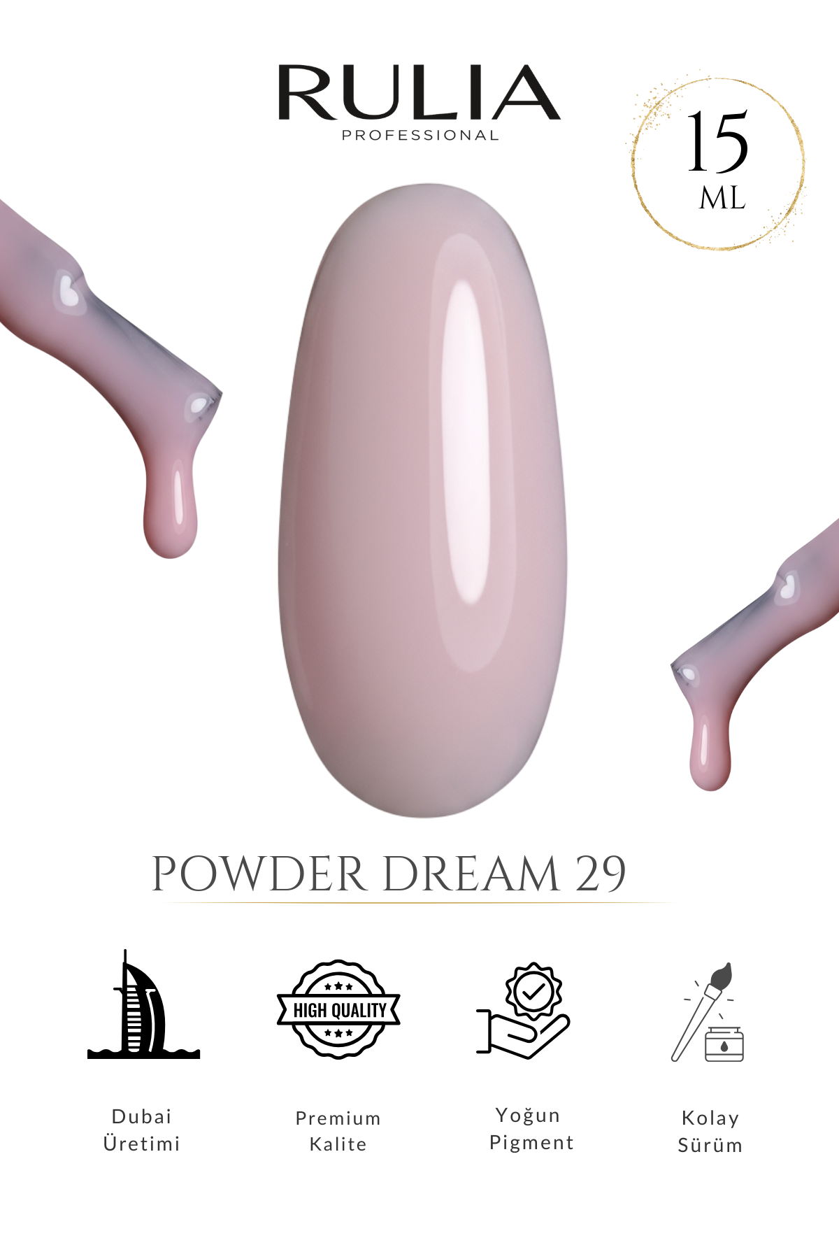 Rulia Kalıcı Oje Powder Dream 29 15 ml