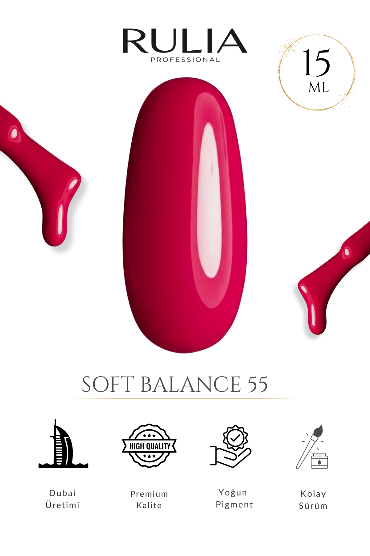 Rulia Soft Balance 55 Sade Kırmızı Kalıcı Oje 15 ml