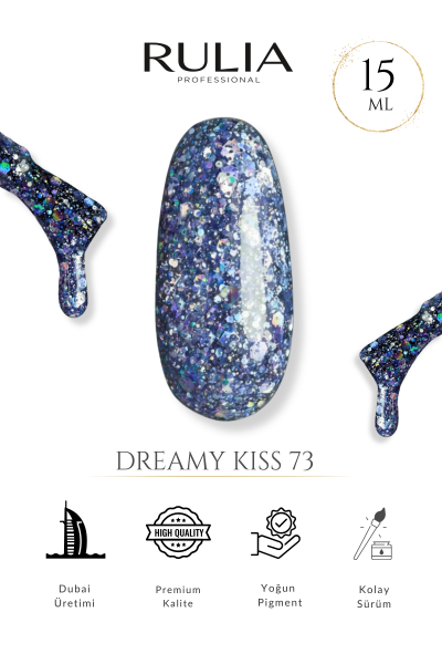 Rulia Dreamy Kiss 73 Mavi Lila Holografik Kalıcı Oje 15 ml