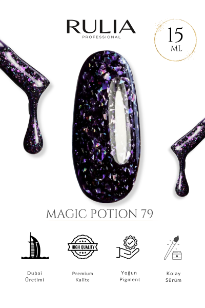 Rulia Magic Potion 79 Simli Siyah Kalıcı Oje 15 ml