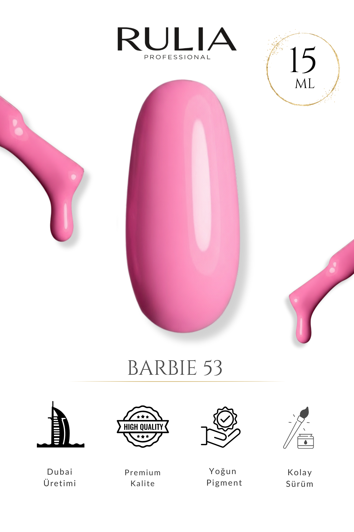 Rulia Barbie 53 Neon Pembe Gel Polish Kalıcı Oje 15 ml