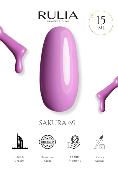 Rulia Sakura 69 Canlı Leylak Kalıcı Oje 15 ml