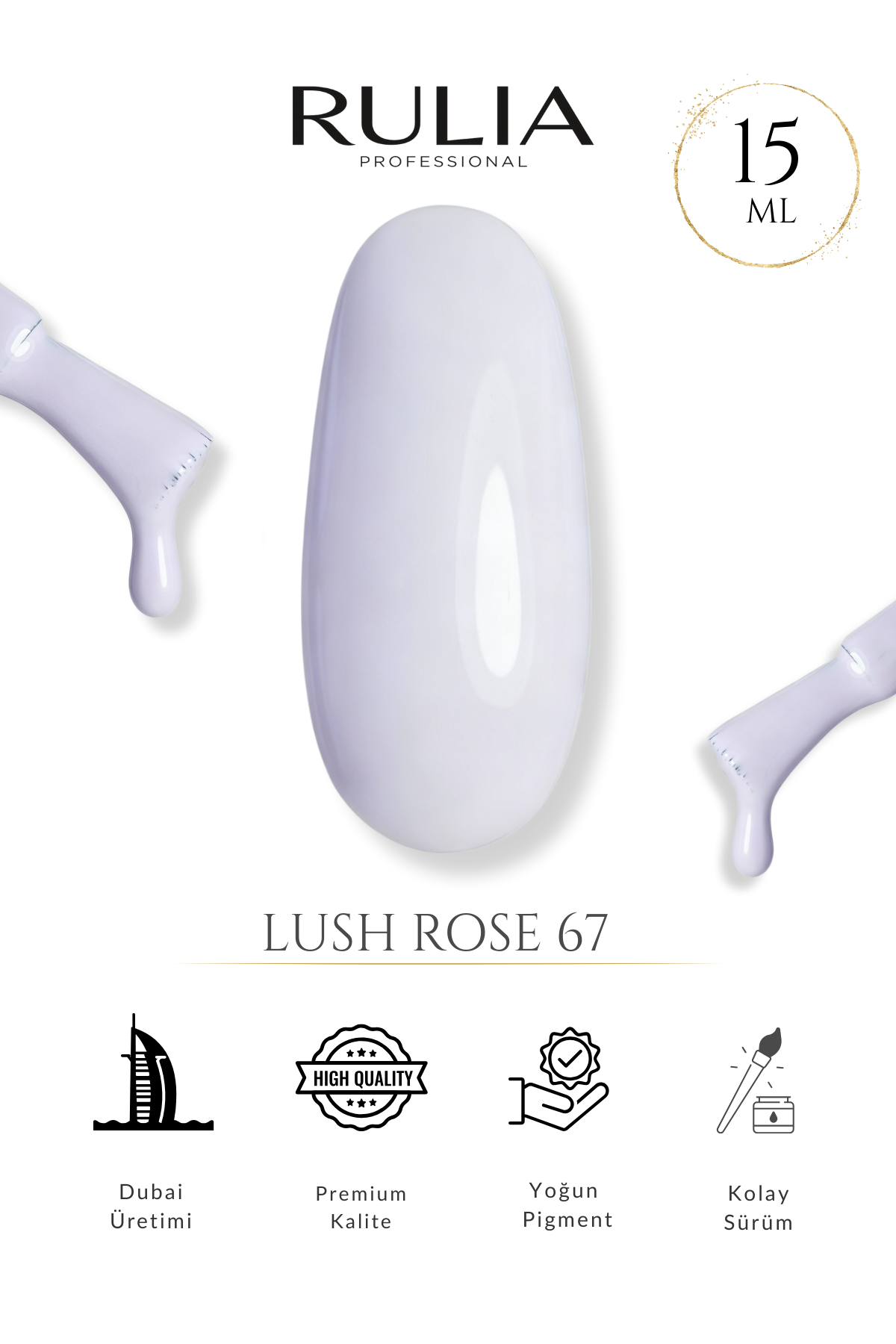 Rulia Lush Rose 67 Pastel Lila Kalıcı Oje 15 ml