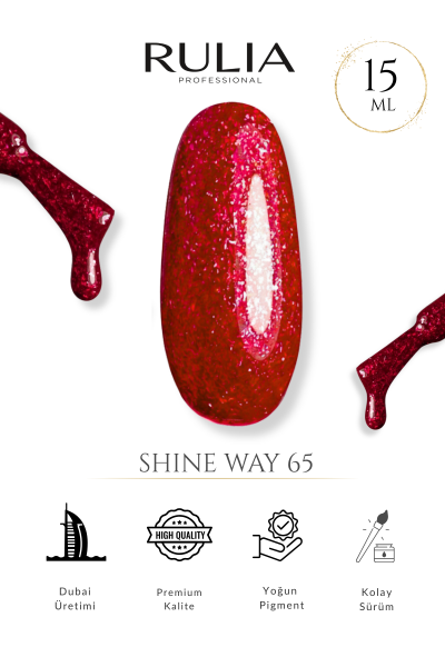 Rulia Shine Way 65 Simli Bordo Kalıcı Oje 15 ml