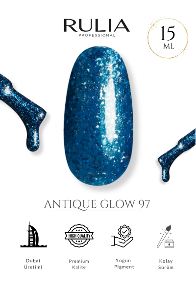 Rulia Antique Glow 97 Safir Simli Mavi Kalıcı Oje 15 ml