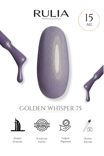 Rulia Golden Whisper 75 Altın Işıltılı Lila Kalıcı Oje 15 ml