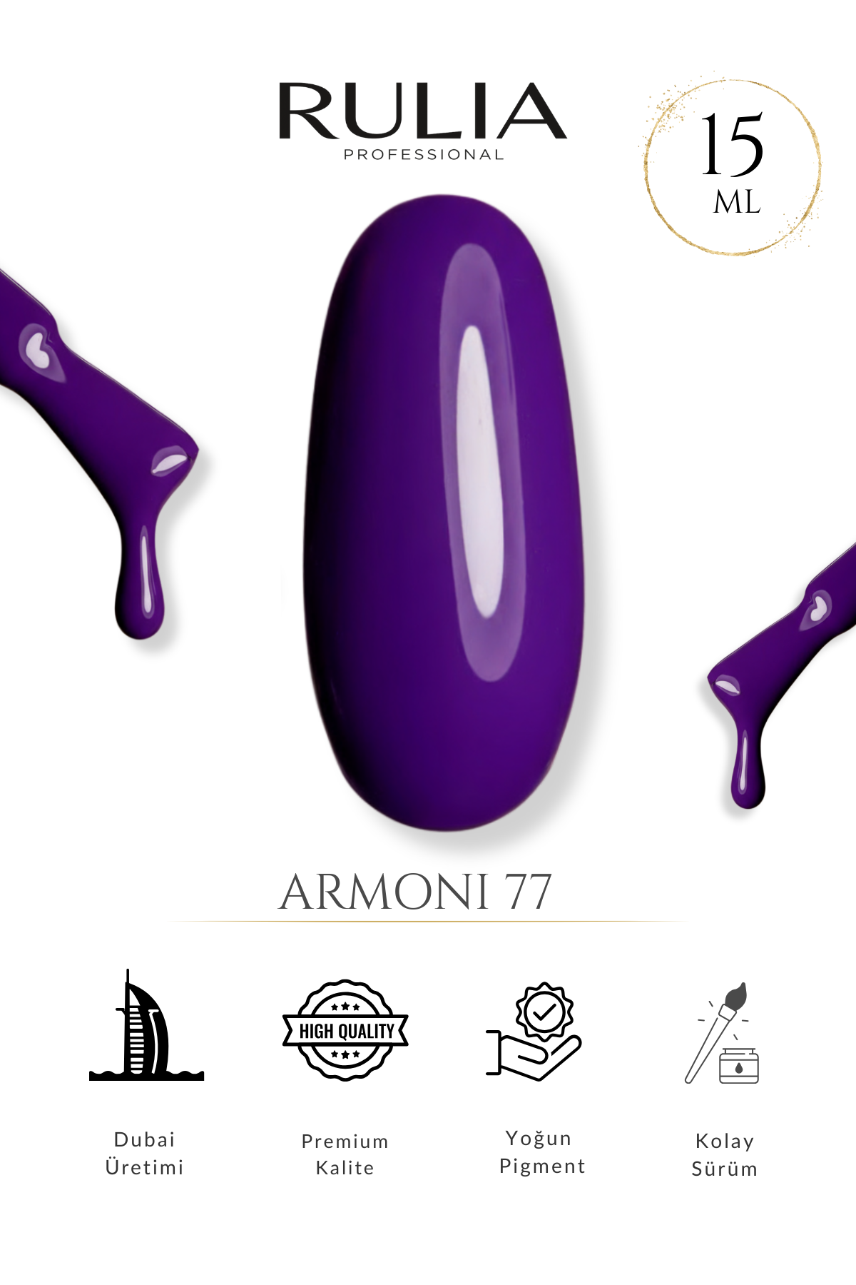 Rulia Armoni 77 Mor Kalıcı Oje 15 ml