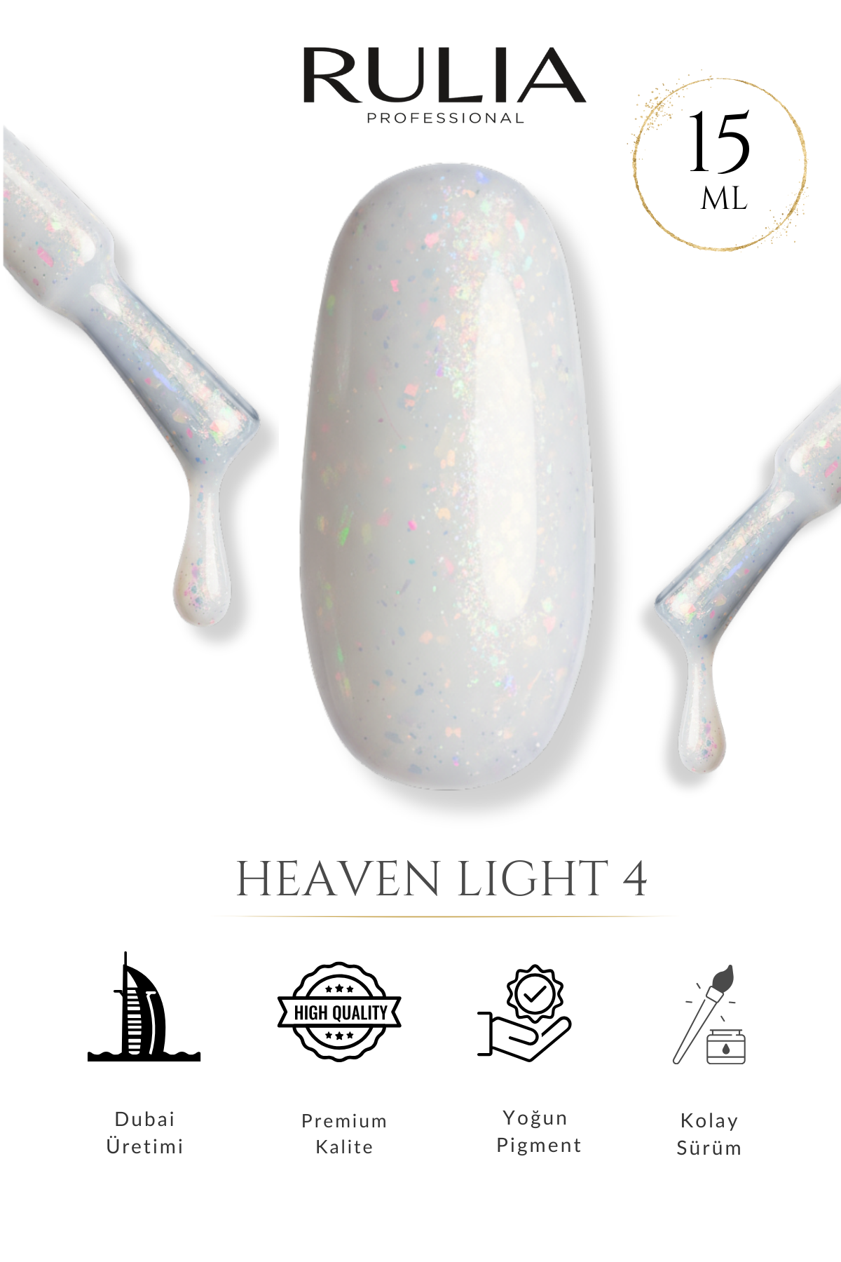 Rulia Heaven Light 4 Opal Beyaz Kalıcı Oje 15 ml