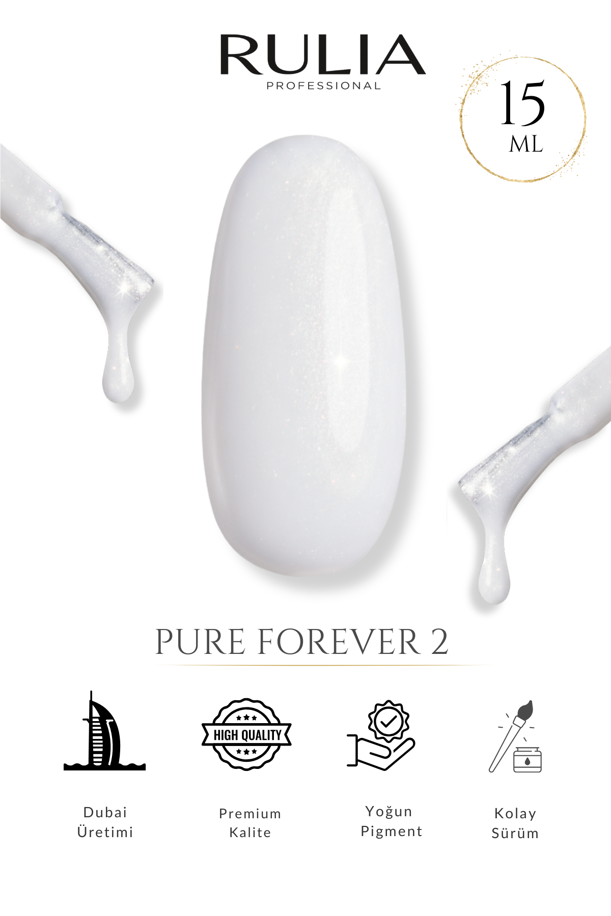 Rulia Pure Forever 2 Simli Beyaz Kalıcı Oje 15 ml