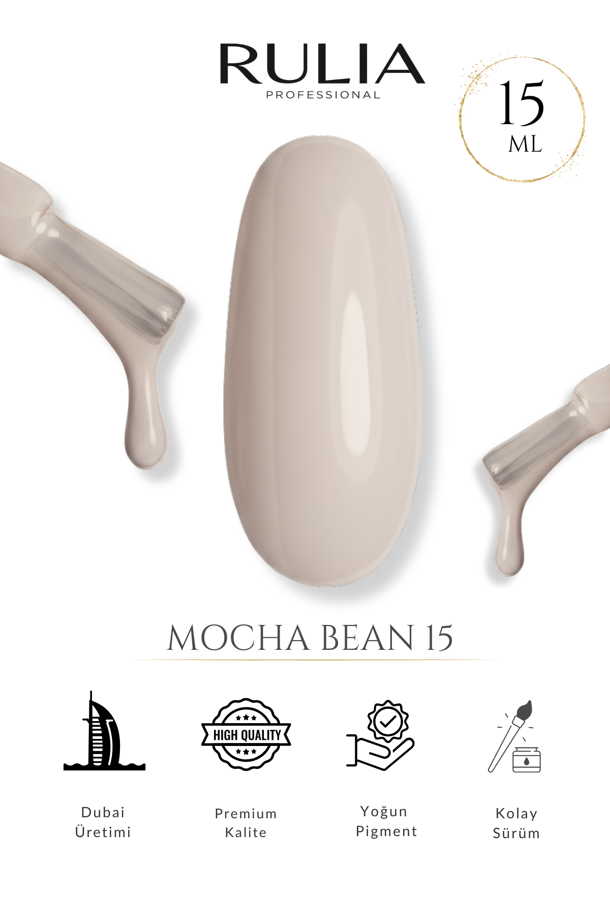 RULIA Mocha Bean 015 Mocha Kalıcı Oje 15 ml