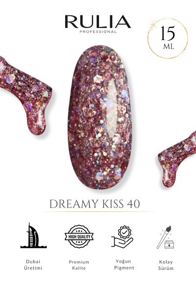 RULIA Dreamy Kiss 040 Simli Pembe Kalıcı Oje 15 ml