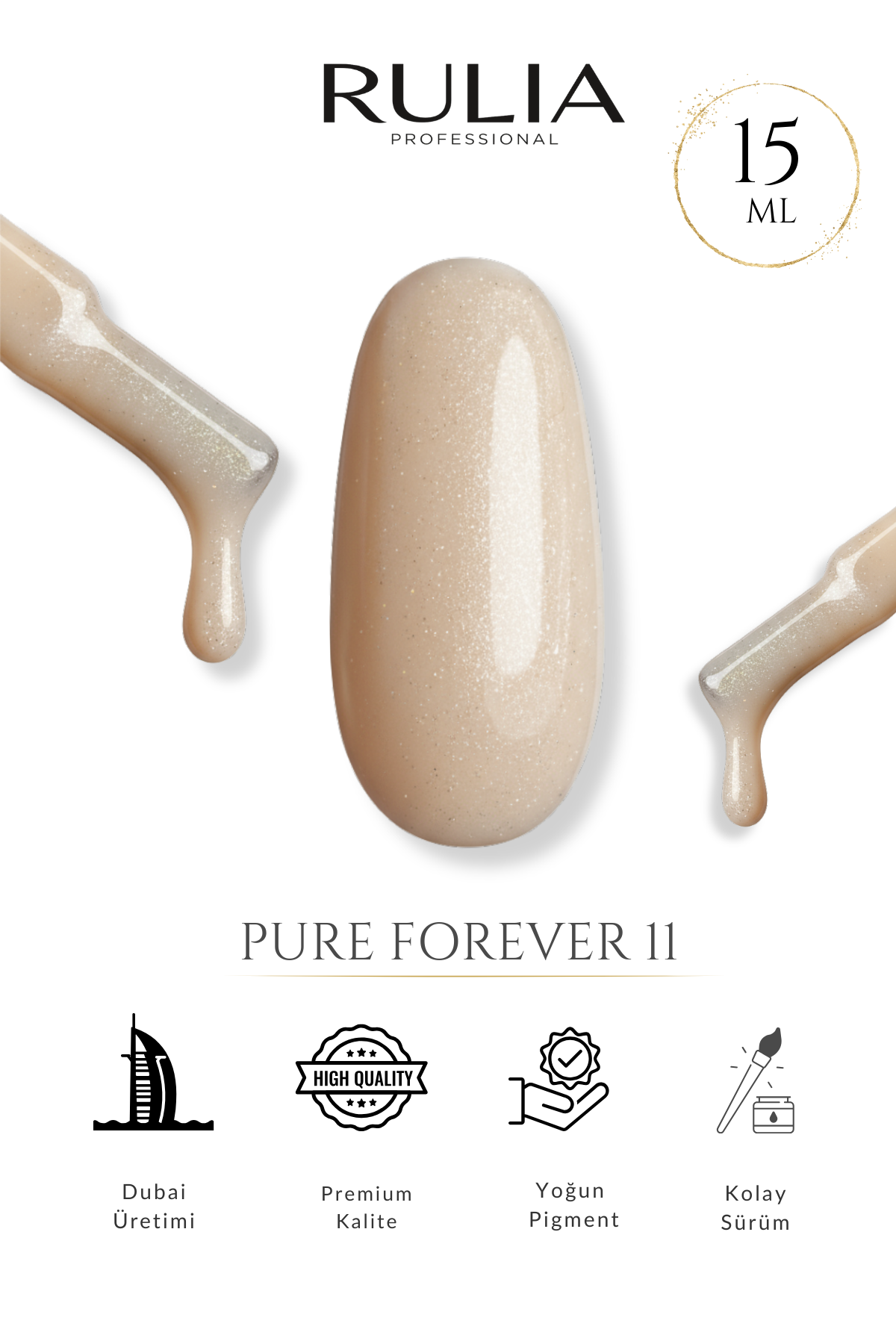 RULIA Pure Forever 11 Doğal Pembe Kalıcı Oje 15 ml