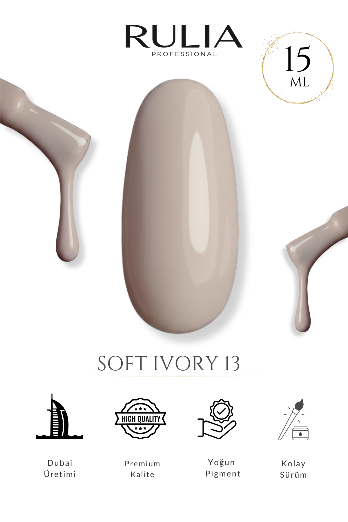 RULIA Soft Ivory 13 Nude Kalıcı Oje 15 ml