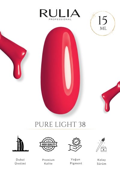 Rulia Pure Light 38 Nötr Kırmızı Jel Oje Kalıcı Oje 15 ml