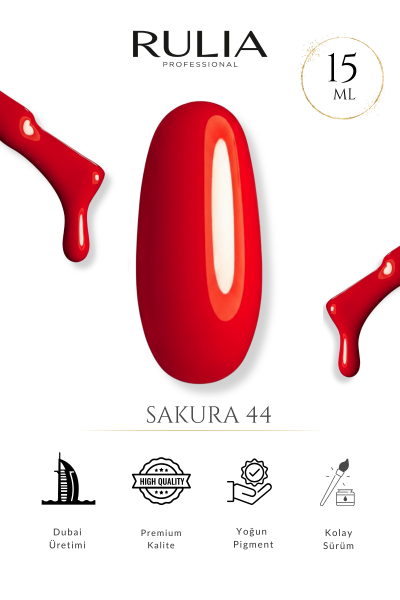 Rulia Sakura 44 Klasik Kırmızı Kalıcı Oje 15 ml