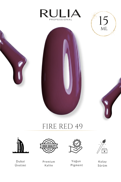 Rulia Fire Red 49 Bordo Tonlu Koyu Kırmızı Kalıcı Oje 15 ml