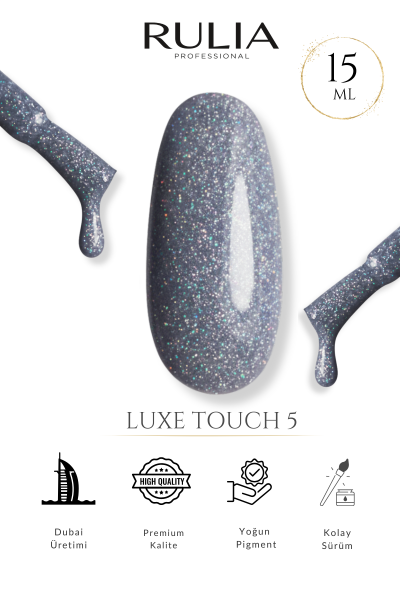 Rulia Luxe Touch 5 Gri Mor Simli Kalıcı Oje 15 ml