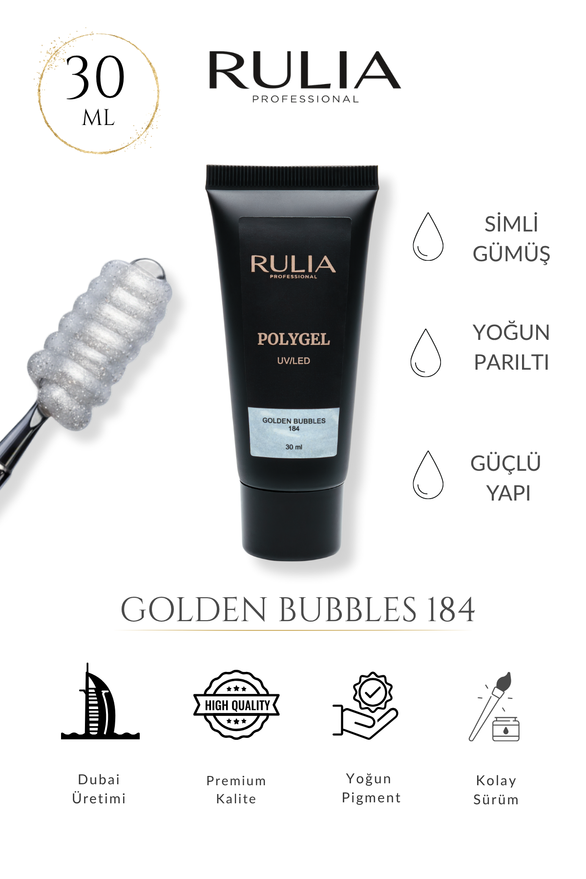 Rulia Poly Gel Golden Bubbles 184 30 ml