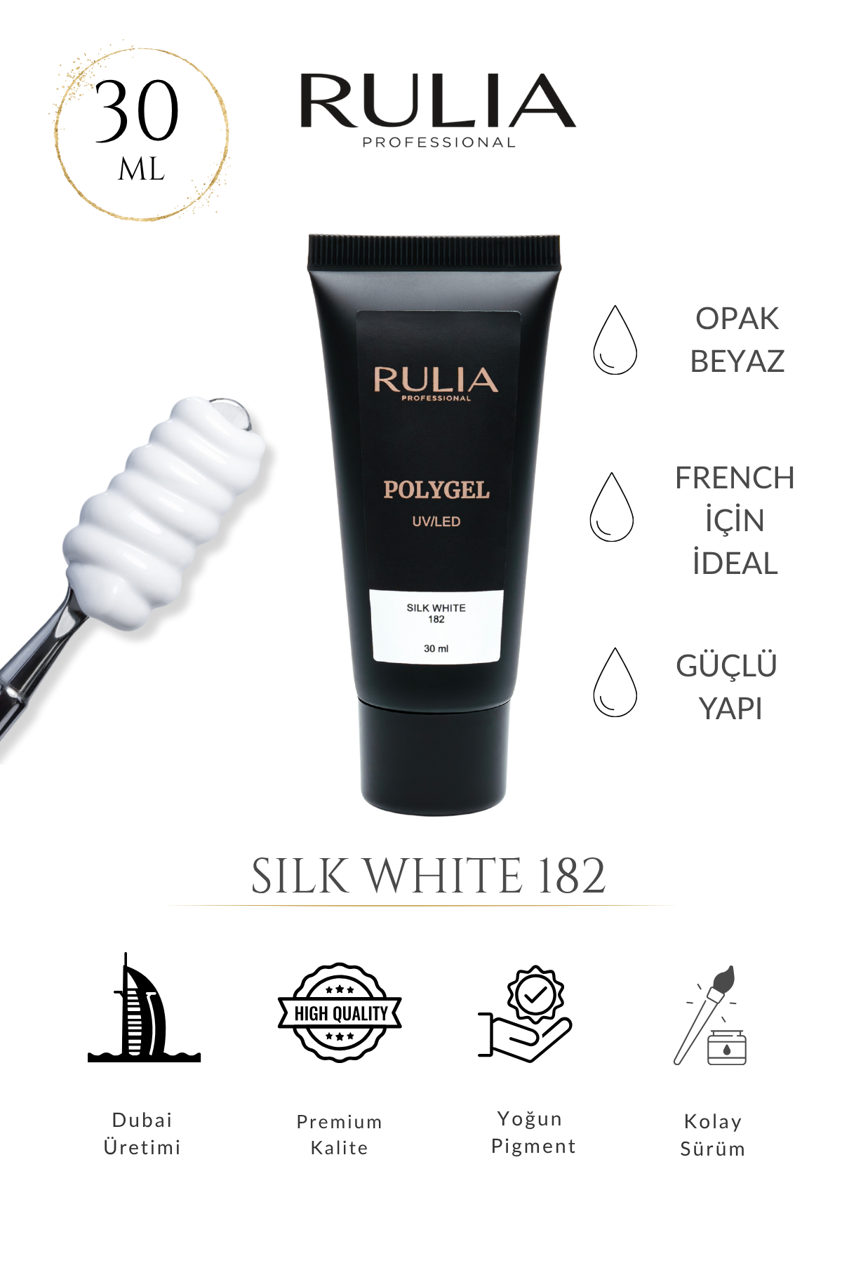 Rulia Poly Gel Silk White 182 30 ml