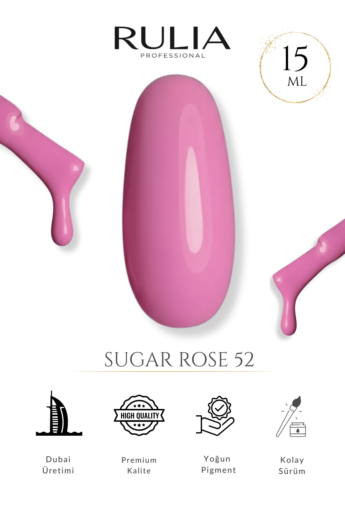 Rulia Kalıcı Oje Sugar Rose 52 15 ml
