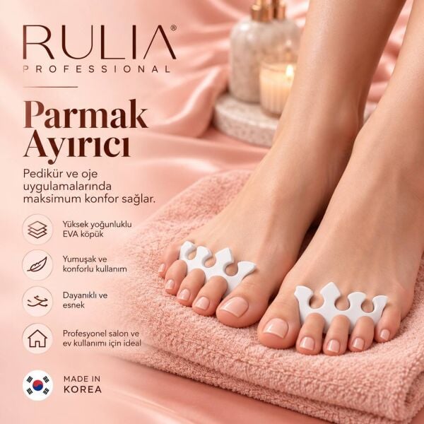 Rulia Parmak Ayırıcı 10'lu Set (5 Çift) | Yumuşak Sünger Pedikür Ayak Ayırıcı