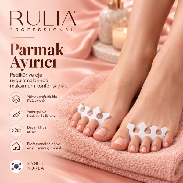 Rulia Ayak Ayırıcı 6'lı Set (3 Çift) | Yumuşak Sünger Pedikür Parmak Ayırıcı | Esnek ve Hijyenik