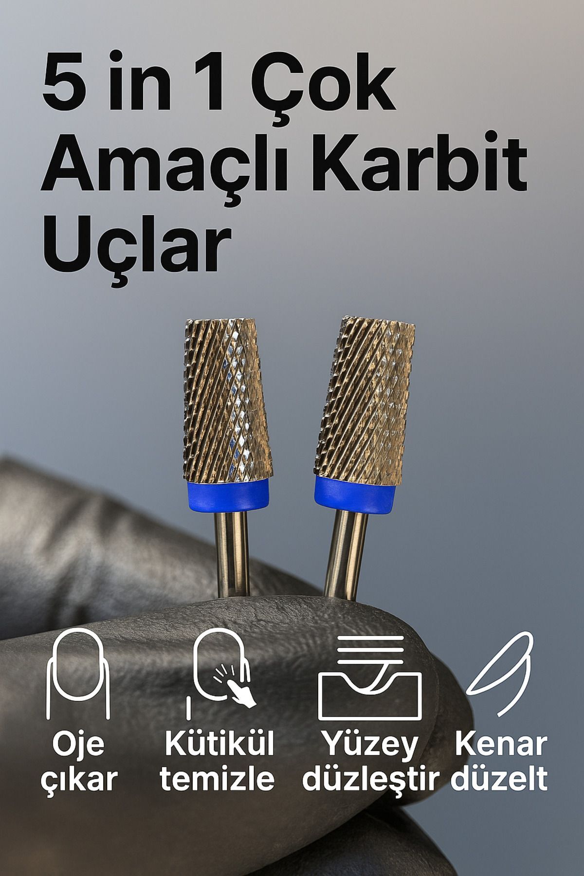 RULIA 2li Mavi Karbit Freze Ucu Orta Sertlikte Güçlü Performans