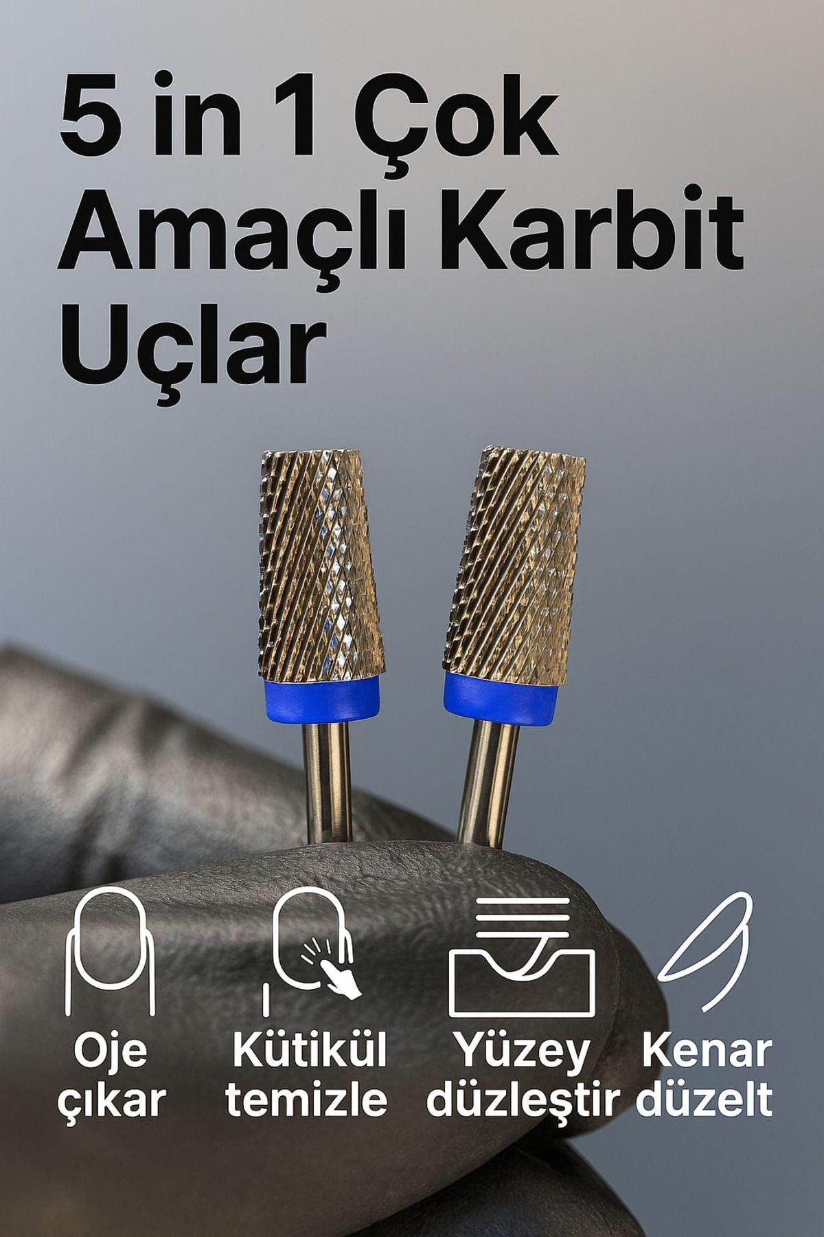 RULIA 2li Mavi Karbit Freze Ucu Orta Sertlikte Güçlü Performans