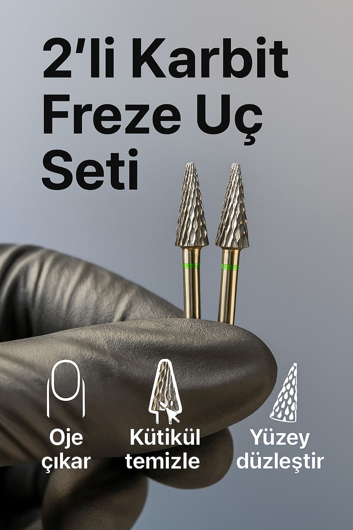 RULIA Konik Karbit Freze Uç 2li Ekonomik Set