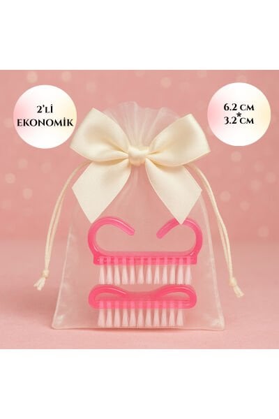 2li Pembe Tırnak Fırçası Özel Hediyelik Kese İçinde | Hijyenik ve Dayanıklı