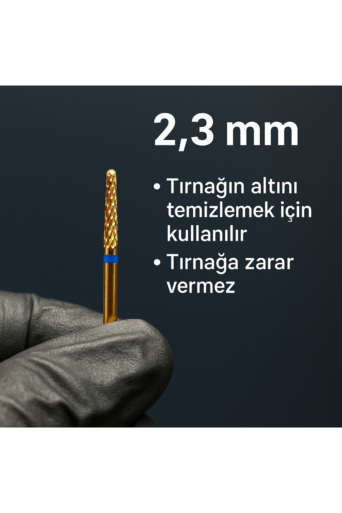 RULIA 2,3 mm Gold Karbit Freze Uç Profesyonel Manikür & Pedikür İçin