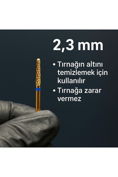 RULIA 2,3 mm Gold Karbit Freze Uç Profesyonel Manikür & Pedikür İçin