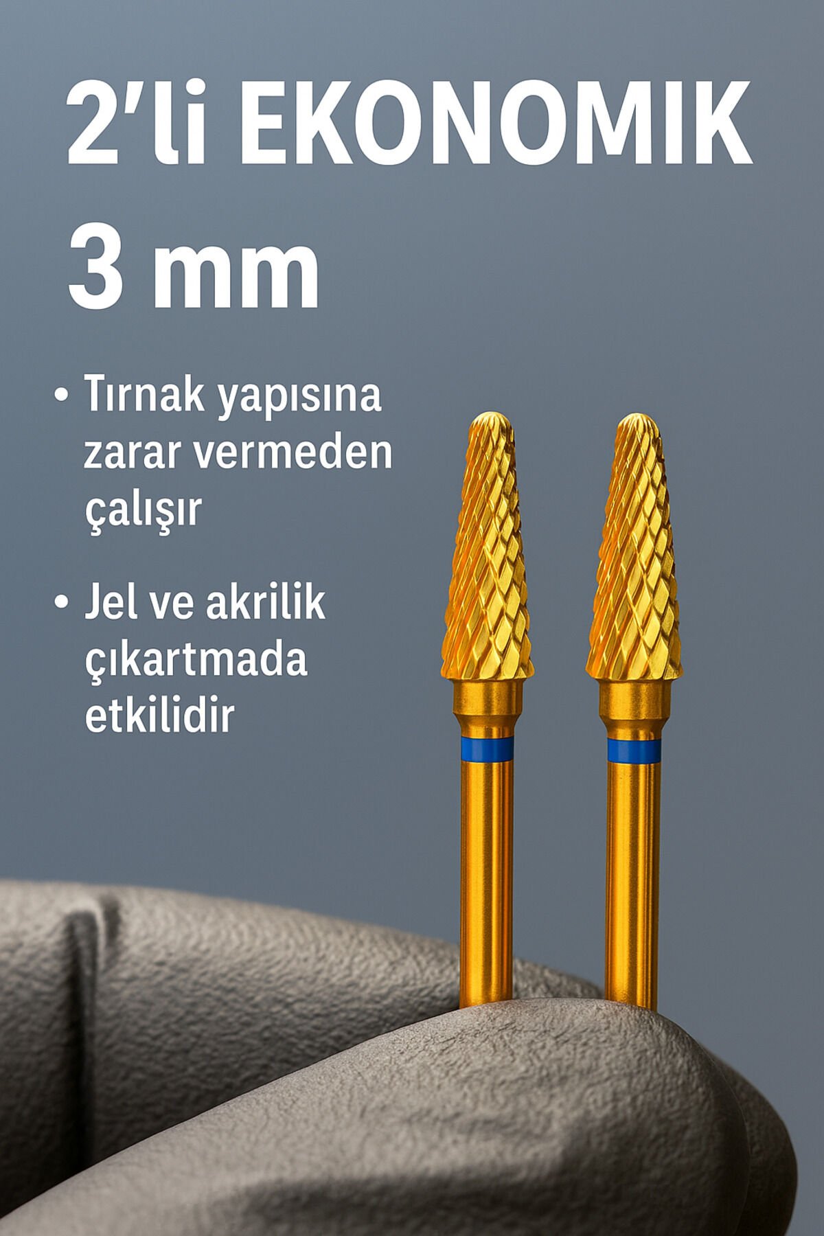 RULIA 2li Ekonomik 3 mm - Gold Karbit Freze Ucu - Uzun Süre Keskinliğini Korur
